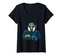 Femme L'aigle de la Force et de l'unité pour Motards américains T-Shirt avec Col en V