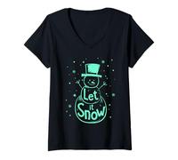 Femme Laisse Tomber la Neige T-Shirt avec Col en V
