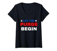 Femme Laissez la Purge Commencer T-Shirt avec Col en V
