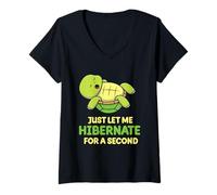 Femme Laissez-Moi Hiberner Un Instant Dormir Sommeil Hibernation T-Shirt avec Col en V