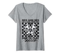 Femme Laissez une fille vous montrer comment jouer à Soccer Mom T-Shirt avec Col en V