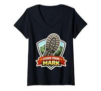 Femme Laissez Votre Marque Randonnée Trekking Randonnée Trekker Randonnée Trek Blague T-Shirt avec Col en V