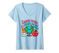 Femme Laissez votre marque sur ce dernier jour d'école pour enfant enseignant T-Shirt avec Col en V