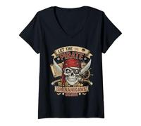 Femme Laissons les manigances des pirates commencer un drôle d'Halloween pirate T-Shirt avec Col en V