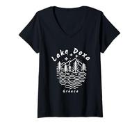Femme Lake Doxa Grèce T-Shirt avec Col en V