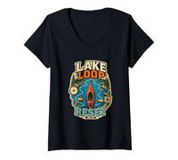 Femme Lake Loop Reset Kayak Route Lac T-Shirt avec Col en V