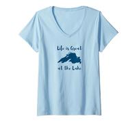 Femme Lake Superior Life is Great at The Lake T-Shirt avec Col en V