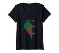 Femme l'Algérie et Mon Amour T-Shirt avec Col en V