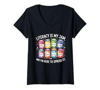 Femme L'alphabétisation rétro est Mon domaine et Je suis là pour la Diffuser T-Shirt avec Col en V