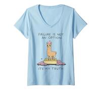 Femme Lama Drôle L'échec n'est Pas Une Option Citation T-Shirt avec Col en V