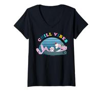 Femme L'ambiance décontractée de la panthère rose T-Shirt avec Col en V