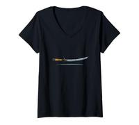 Femme Lame de samouraï Katana réaliste T-Shirt avec Col en V