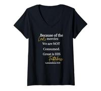 Femme Lamentations 3 Verset 22 T-Shirt avec Col en V