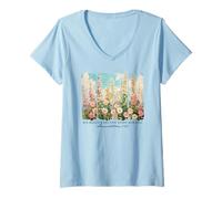 Femme Lamentations chrétiennes Florales inspirantes 3:23 Verset biblique T-Shirt avec Col en V