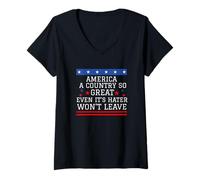 Femme L'Amérique est Un Pays Tellement génial même s'il déteste Le Drapeau américain Patriot T-Shirt avec Col en V