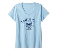 Femme L'Amérique fête Ses 250 Ans de Freedom Eagle T-Shirt avec Col en V