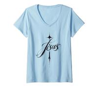 Femme l'amour de Jésus-Christ Foi chrétienne intemporelle T-Shirt avec Col en V