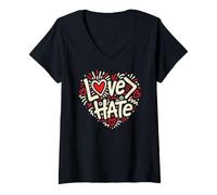 Femme l'amour est Plus Grand Que la Haine T-Shirt avec Col en V