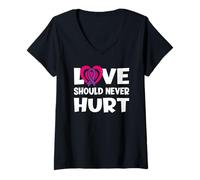 Femme l'amour ne devrait jamais nuire à la Violence narcissique Violence Domestique T-Shirt avec Col en V