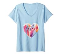 Femme L'amour ne manque jamais 1 Corinthiens 13:8 Dieu, la foi, Jésus T-Shirt avec Col en V