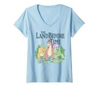 Femme Land Before Time Pastel Dinosaur Friends T-Shirt avec Col en V