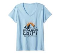 Femme Land of The Pharaos I Archéologie des Dieux Égyptiens T-Shirt avec Col en V