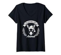 Femme L'âne est Mon Animal Spirituel de Noël T-Shirt avec Col en V