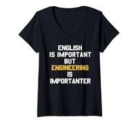 Femme L'anglais est important, mais l'ingénierie l'est encore plus drôle T-Shirt avec Col en V