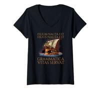 Femme Langue latine classique - Grammaire sauve des vies - Trireme T-Shirt avec Col en V