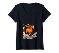 Femme L'Année du Cheval Vous Souhaite Un succès immédiat T-Shirt avec Col en V