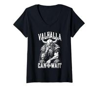 Femme l'anniversaire d'un Viking, Valhalla, Peut Attendre la vieillesse d'un père Guerrier Nordique T-Shirt avec Col en V