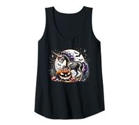 Femme Lanterne Halloween avec Squelette de Licorne effrayante Citrouille Débardeur