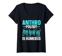 Femme L'anthropologie est humérus Science anthropologue T-Shirt avec Col en V