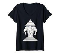 Femme Laos Erawan éléphant à Trois têtes Tout Blanc T-Shirt avec Col en V