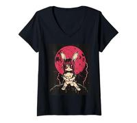 Femme Lapin Anime Gothique Ours en Peluche Gothique Lapin Anime T-Shirt avec Col en V