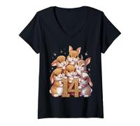Femme Lapin Anniversaire 14 Ans Fille Cadeau 14e T-Shirt avec Col en V