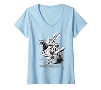 Femme Lapin Blanc Alice au Pays des Merveilles T-Shirt avec Col en V