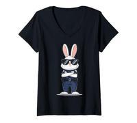 Femme Lapin de Pâques en Forme de Lapin des Forces de l'ordre, Agent de Police T-Shirt avec Col en V