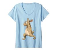 Femme Lapin de Yoga pour la méditation ou Le Yoga T-Shirt avec Col en V, Bleu Céleste, S