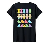 Femme Lapin Famille de Pâques avec cœur et nœud rose au dos T-Shirt avec Col en V