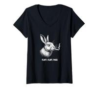 Femme Lapin fumant une cigarette, drôle blague lapin Puff Pass T-Shirt avec Col en V
