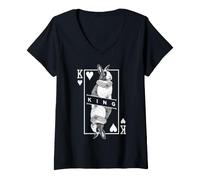 Femme Lapin hollandais Roi de cœurs Pop Art Amusant T-Shirt avec Col en V