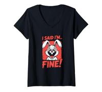 Femme Lapin, j'ai dit que j'allais bien, hilarant, criant de colère T-Shirt avec Col en V