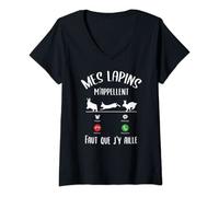Femme Lapin Lièvre Drôle Rigolo Femme Fille Mes Lapins m'appellent T-Shirt avec Col en V