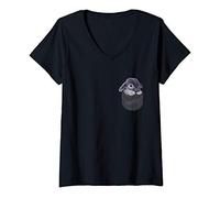 Femme Lapin nain bleu dans la poche T-Shirt avec Col en V