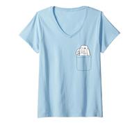 Femme Lapin Poche Mignon Drôle Lapin Femme Fille Garçon Enfants T-Shirt avec Col en V