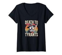 Femme Lapin rétro Death To Tyrants Vintage 90s Funny Citation T-Shirt avec Col en V