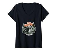 Femme Lapland Pays des Merveilles d'hiver et Nature Sauvage d'europe du Nord T-Shirt avec Col en V