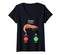 Femme l'appel aux crevettes T-Shirt avec Col en V