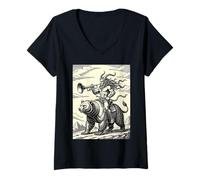Femme l'appel du Royaume Indompté de Pruflas T-Shirt avec Col en V